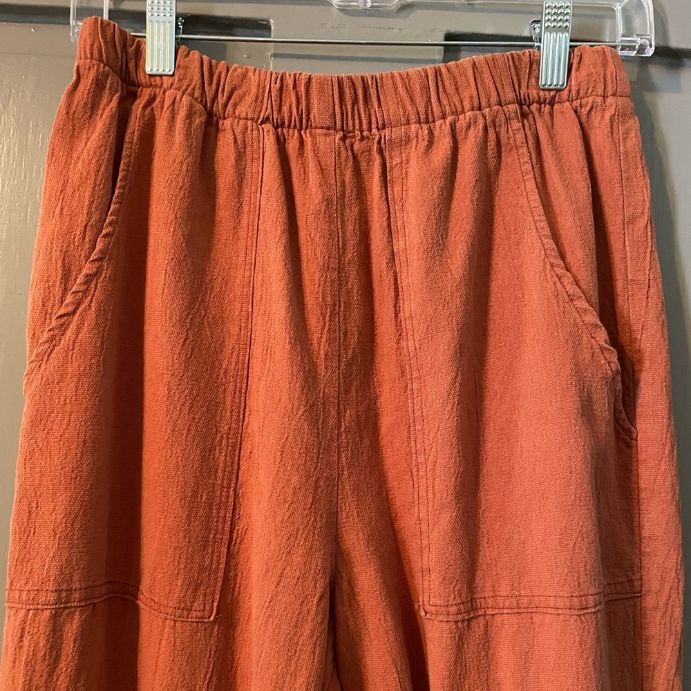 Hackwith Design House burnt sienna linen tapered pants